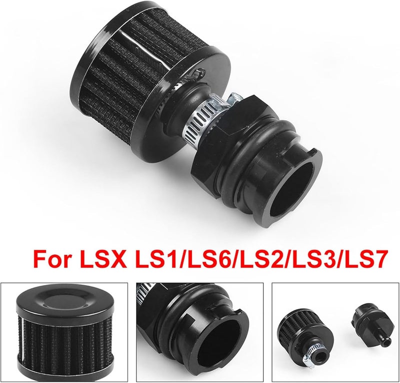 Dyno Racing Aluminum Billet Valve Cover Adapter Oil Cap Breather Fitting AN10 & Filter Accessory Compatible With LX LSX LS1 LS2 LS3 LS6 LS7 - Image 3